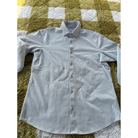 Lululemon Mens New Venture Long Sleeve Shirt Light Gray Ripstop Button Down L - Picture 3 of 8